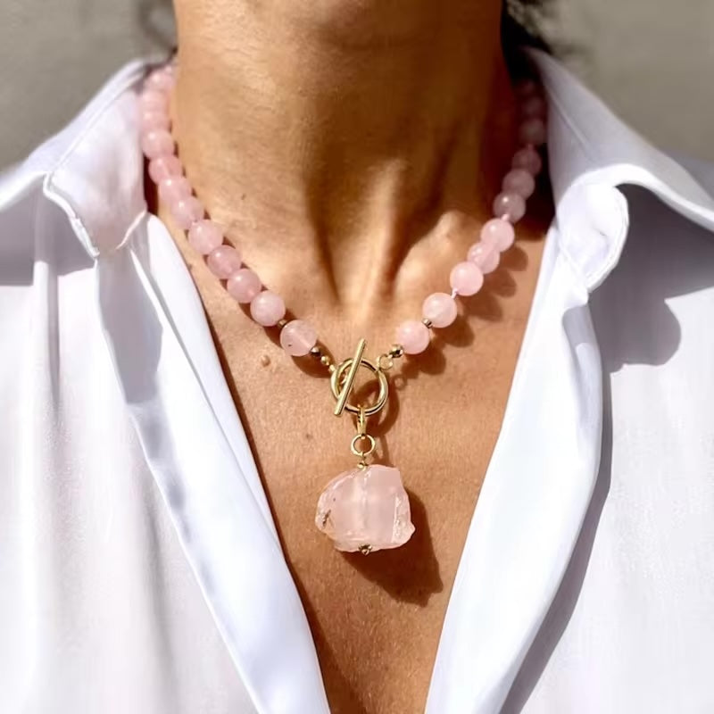 Rose Quartz Radiance - Handcrafted Healing Choker Necklace