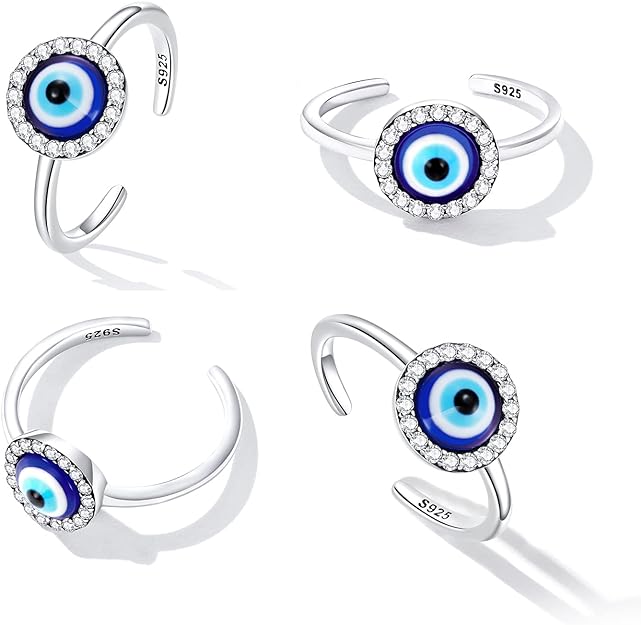 925 Sterling Silver Serene Eye Adjustable Women's Ring (SS)