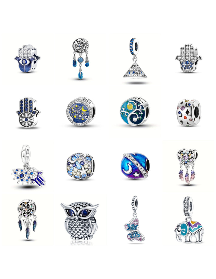 Silver-Plated White & Blue Zircon Charms Collection (SP)