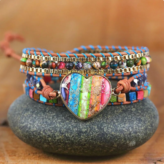 Bohemian Imperial Turquoise 5-Layer Leather Wrap Around Bracelet