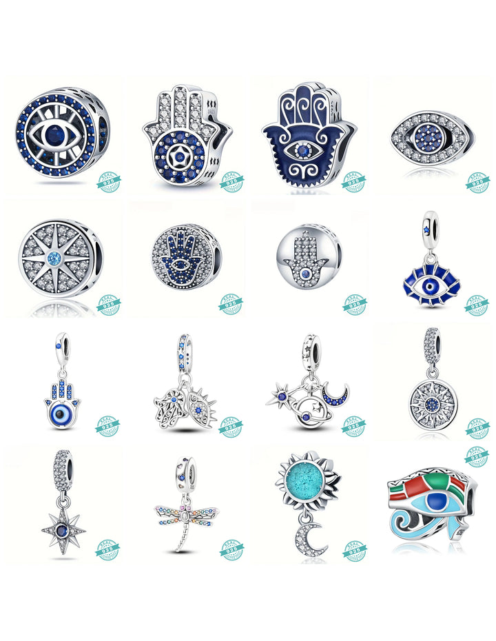 925 Sterling Silver With White & Blue Zircon Charms Collection (SS)