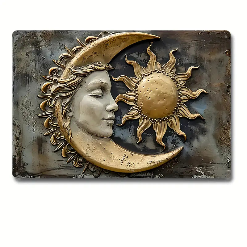 Celestial Harmony - Sun and Moon Metal Tin Sign