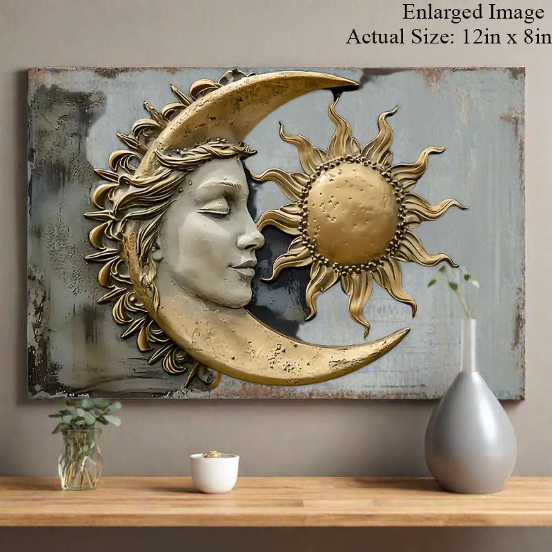 Celestial Harmony - Sun and Moon Metal Tin Sign