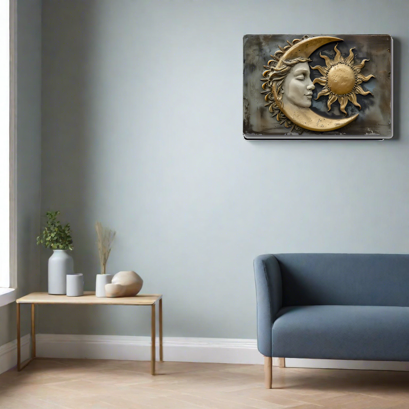 Celestial Harmony - Sun and Moon Metal Tin Sign