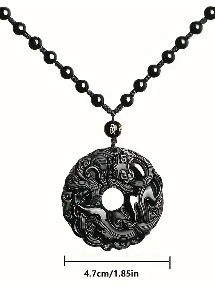 Black Obsidian Guardian Men's Pendant Necklace