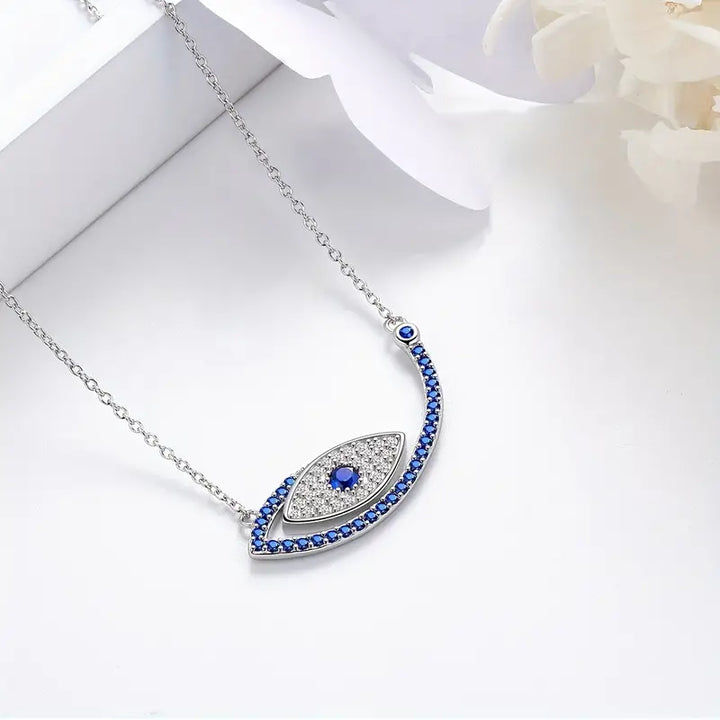 Sapphire Serenity Sterling Silver Evil Eye Necklace (SS)