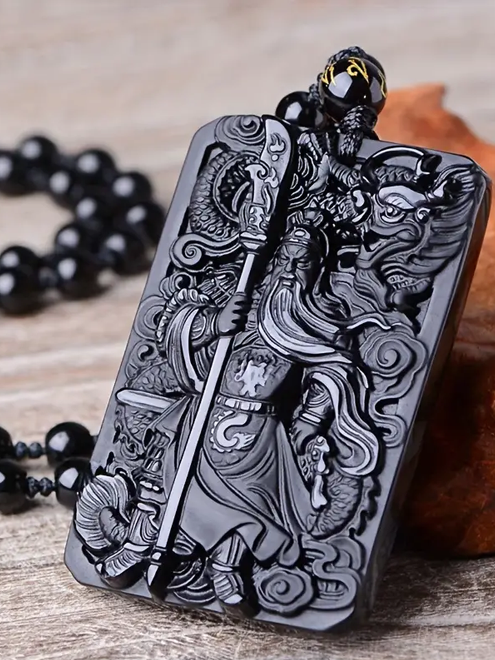 Victory Guardian Obsidian Pendant Necklace