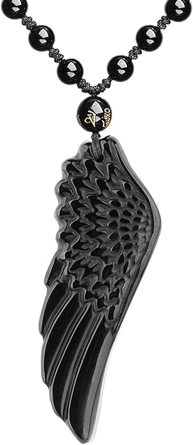 Black Obsidian Angel Wing Necklace