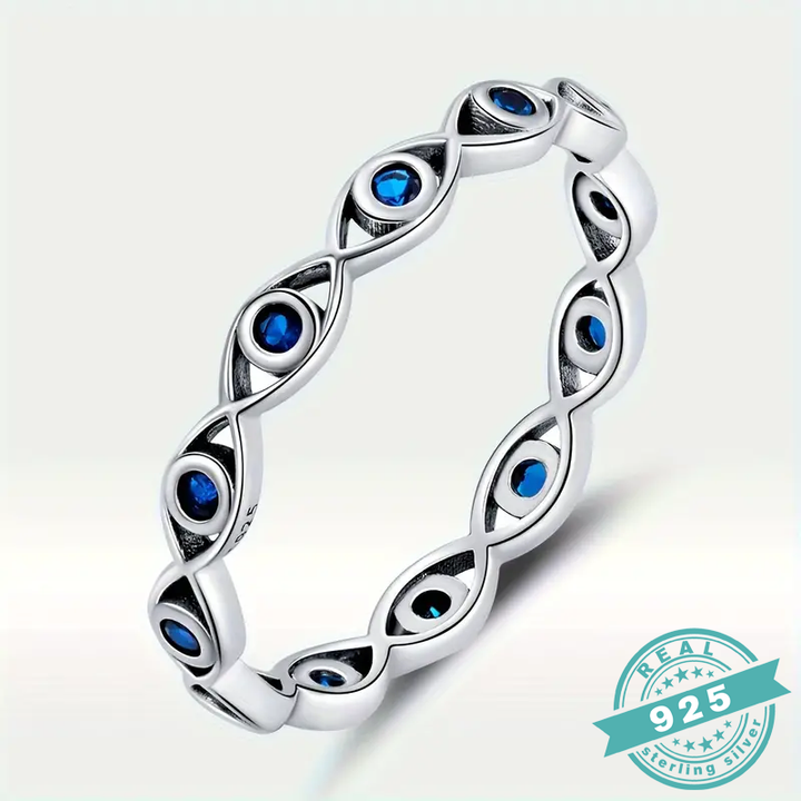 925 Sterling Silver Evil Eye Protection Band Ring (SS)