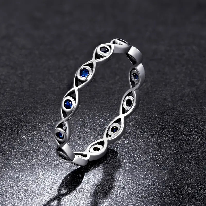 925 Sterling Silver Evil Eye Protection Band Ring (SS)