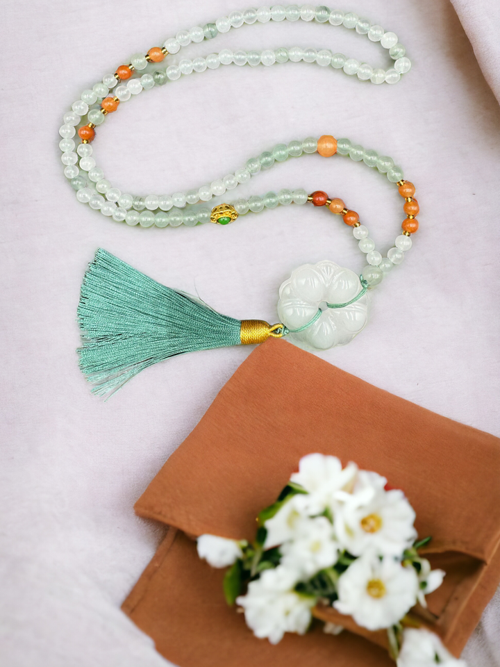 Serene Grace Silk & White Jade Necklace